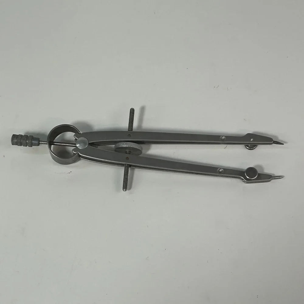 Vemco Model 60 Drafting Compass‎ Silver Metal USA Made Vintage Tool Engineering